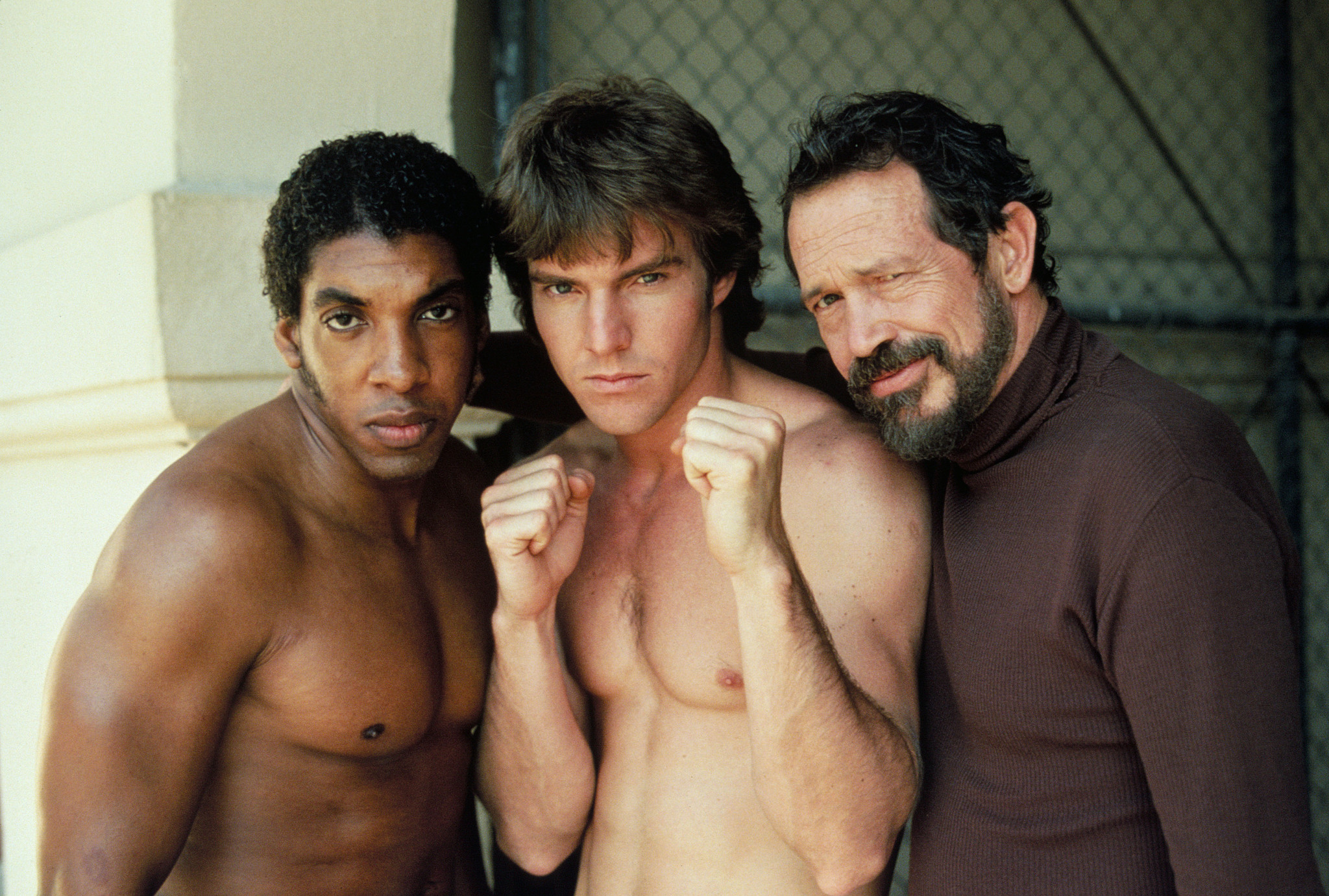 Still of Dennis Quaid, Warren Oates and Stan Shaw in Tough Enough (1983)