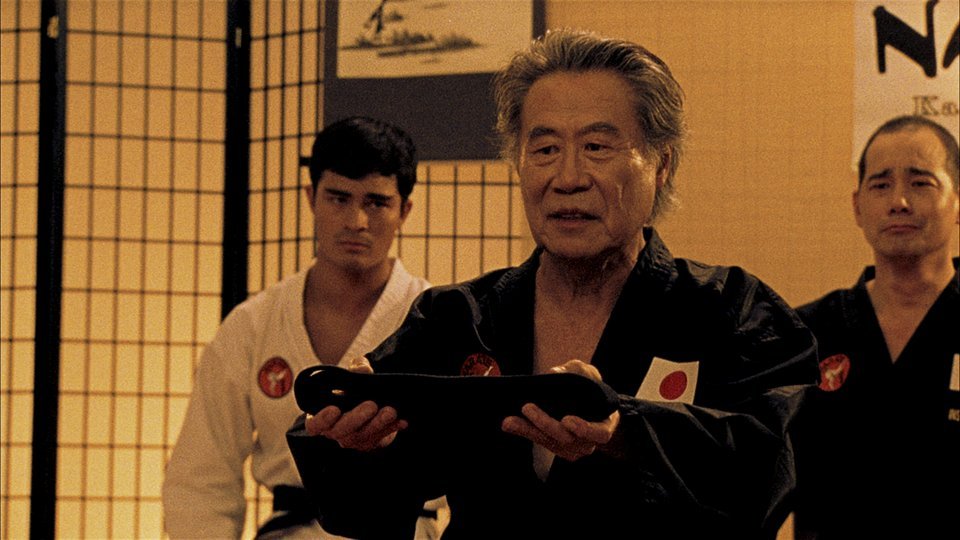 (L to R) Michael Hake, Sab Shimono, and Tim Lounibos in a scene from THE SENSEI.