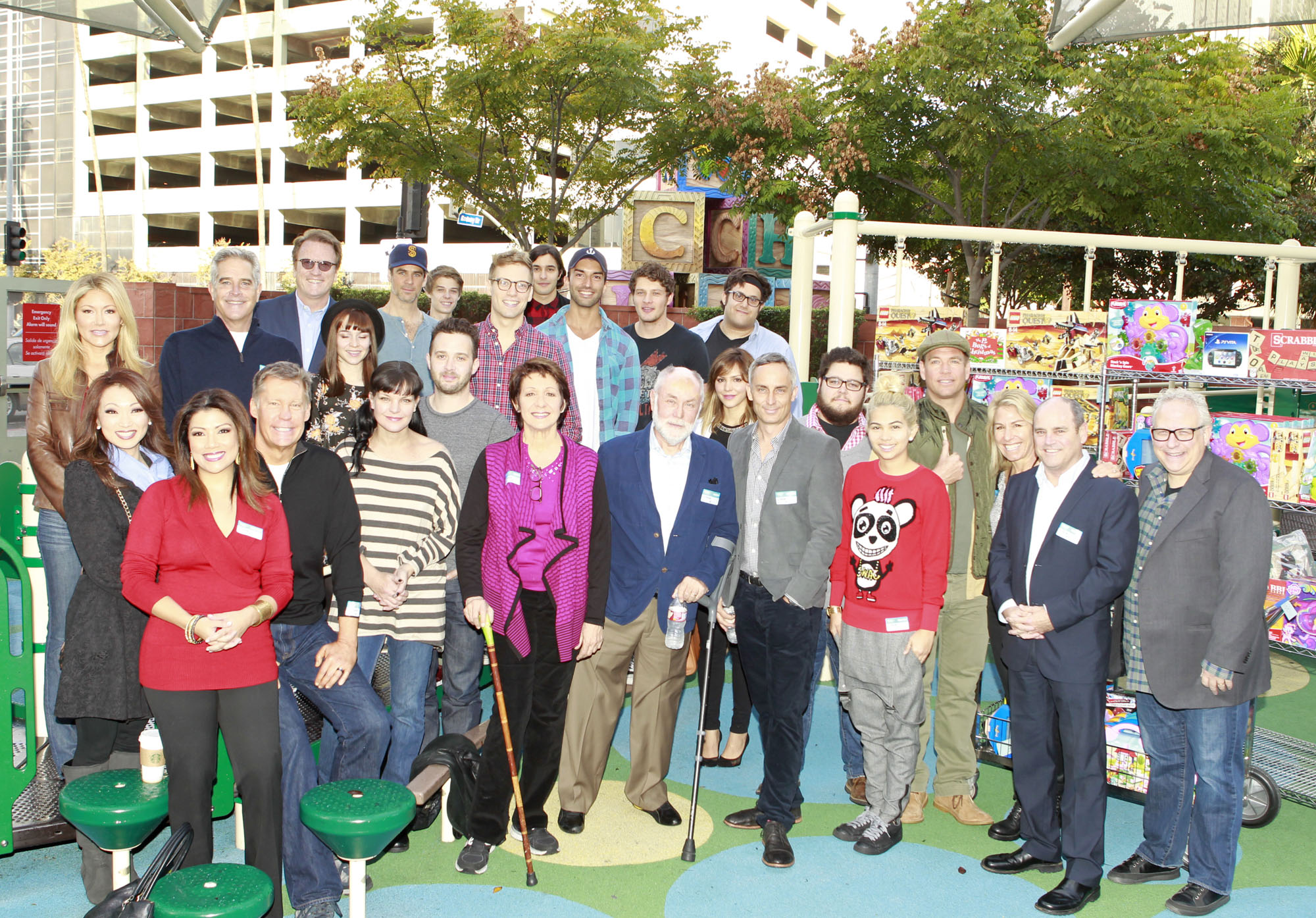Kent Shocknek (front row, 3rd from left), CBS prime-time stars at Children's Hospital L.A. 12/14