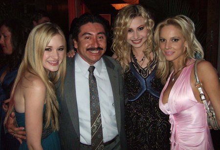 LOS ANGELES, CA - APRIL 26: (L to R) Actress, composer, writer, producer Amanda Michalka aka A.J. Michalka/Amanda Joy Michalka, their friend, actor, photographer, celebrity escort Alexander Sibaja, her sister, actress, composer, director, writer, producer Alyson Michalka aka Aly Michalka, and actress Simona Fusco Stratten pose as they attend the VIP gift room at the US Weekly Hot Hollywood Awards at the Republic Restaurant and Lounge on April 26, 2006 in Los Angeles, California.