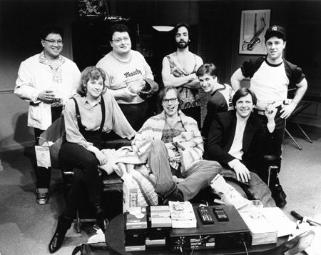 One of the Guys (Public Theatre, NYC) - (L-R) Paul J.Q. Lee, Kathleen McNenny, Wayne Knight, Stephen Collins, Bruce MacVittie, Don R. McManus, Vyto Ruginis, Ben Siegler