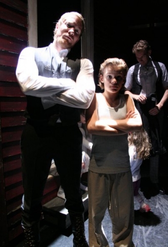 Joseph Sikora, Ruby Keutzer as Dmitri and young Dmitri @ Lookingglass Theatre; The Brothers Karamazov, 2009.