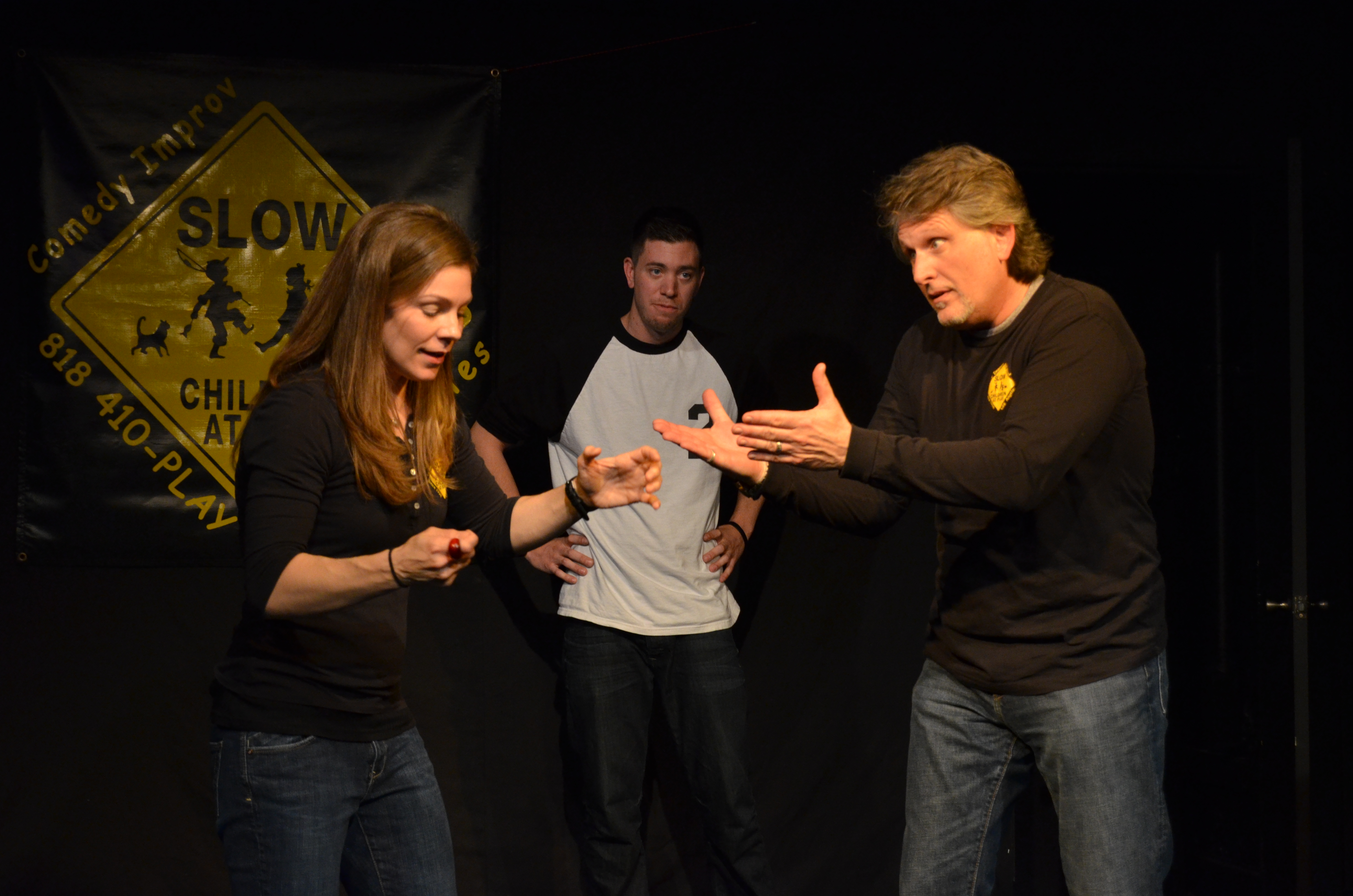 Tim Simek performing comedy improv with Slow...Children at Play [14th Season] in North Hollywood. (April 2012)