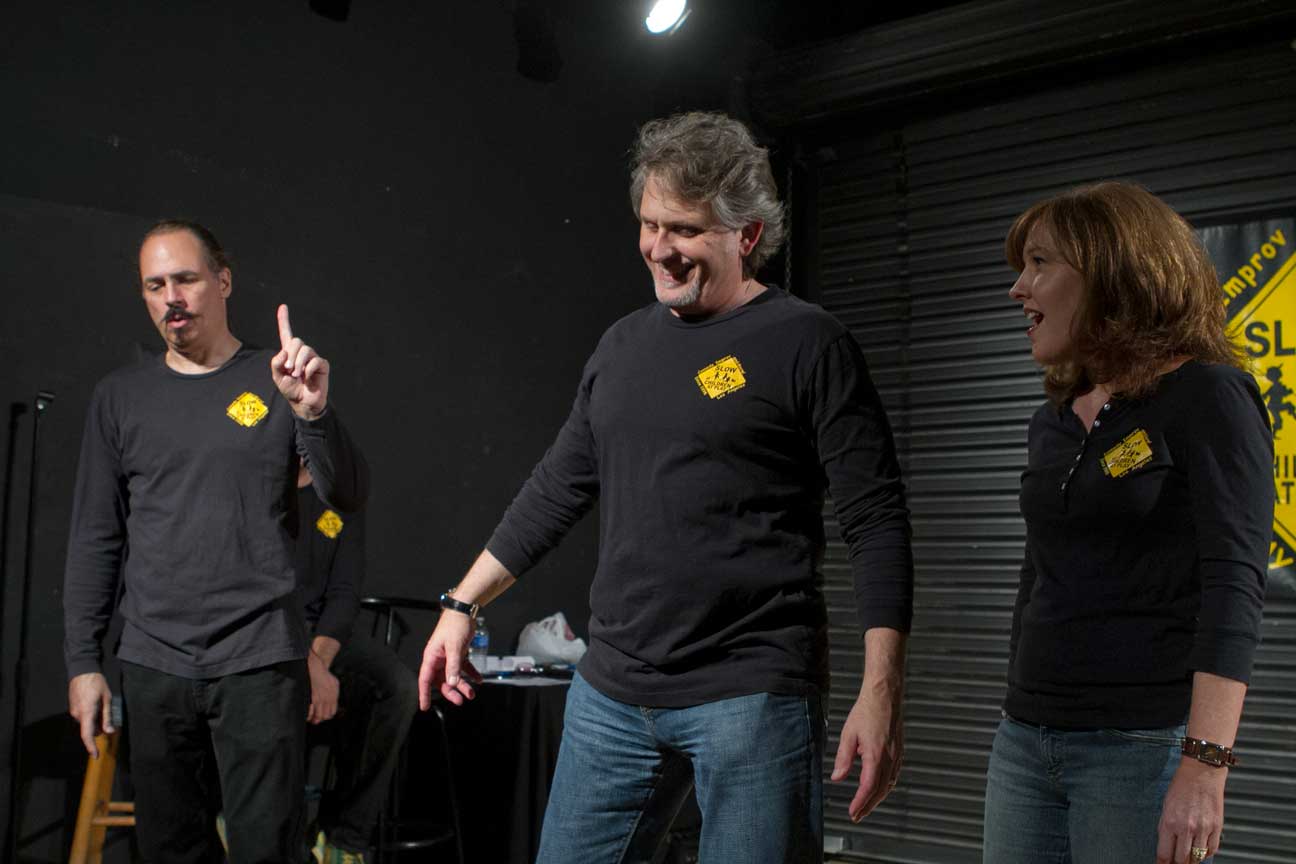 Tim Simek performing comedy improv with Slow...Children at Play [14th Season] in North Hollywood. (Sept. 2012)