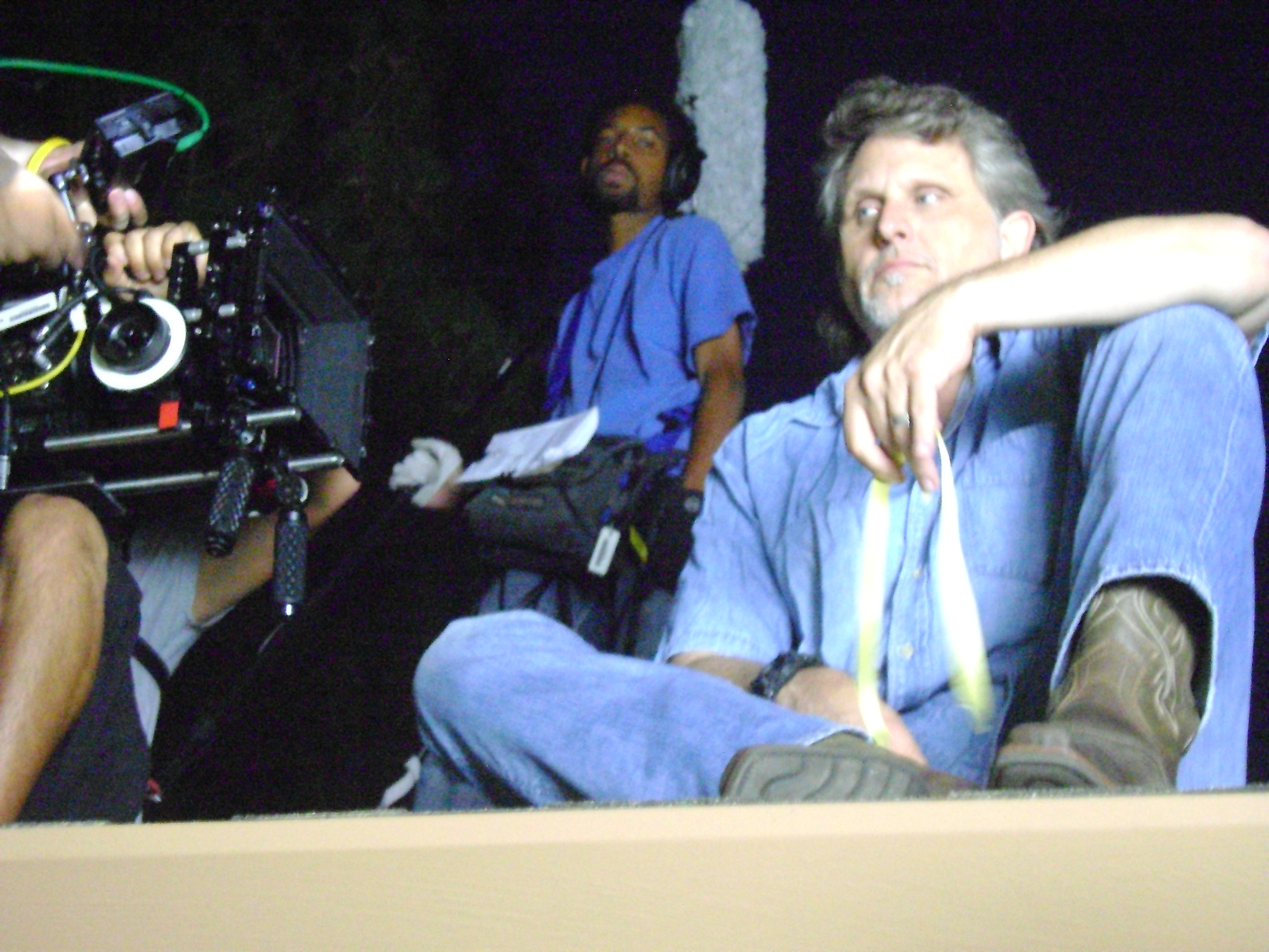 Tim Simek on rooftop set for the film 