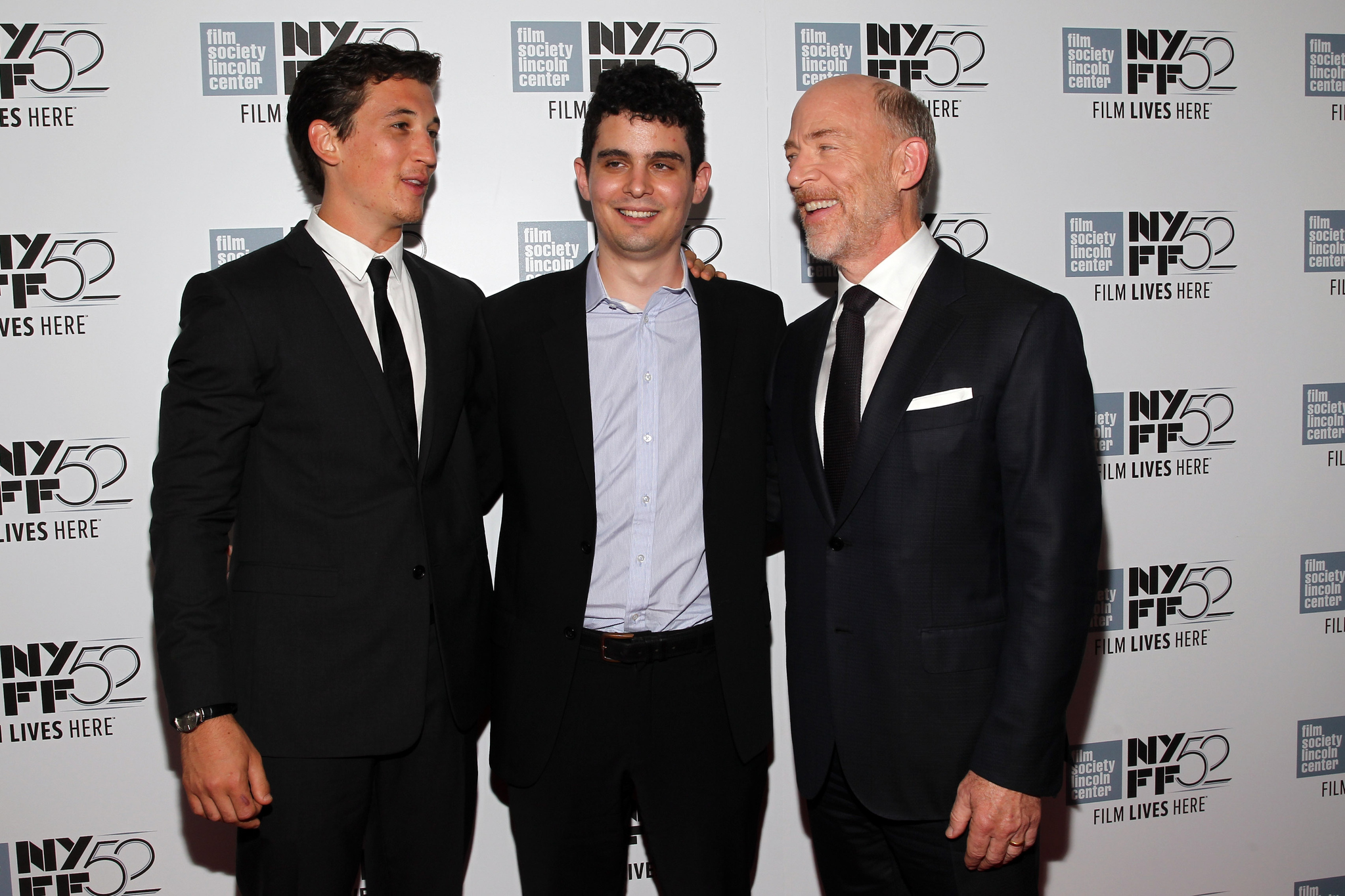 J.K. Simmons, Miles Teller and Damien Chazelle at event of Atkirtis (2014)