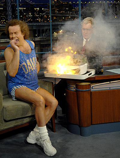 Still of David Letterman and Richard Simmons in Late Show with David Letterman (1993)