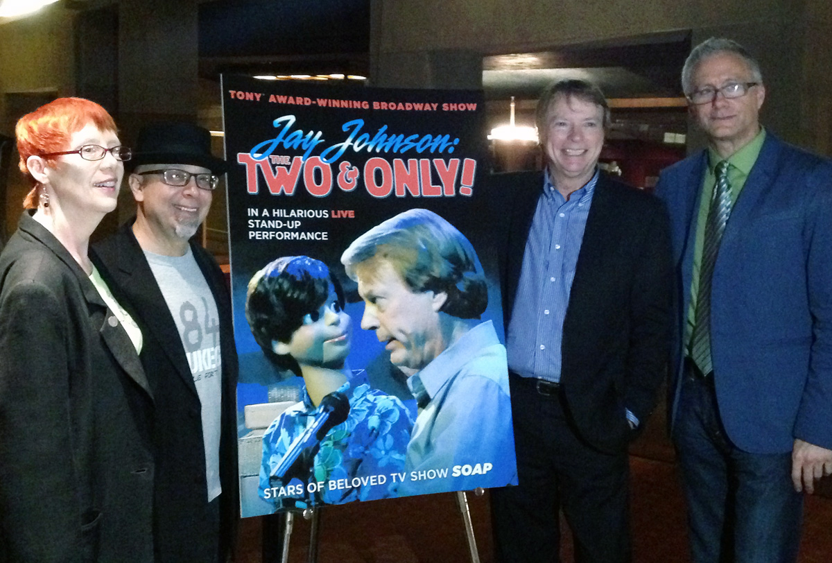 JAY JOHNSON: THE TWO AND ONLY! Premiere at the Egyptian Theater in Hollywood. Producer Marjorie Engesser, Director Bryan W. Simon, Jay Johnson and Q & A Moderator Christopher Lockhart stand by a poster for the film.