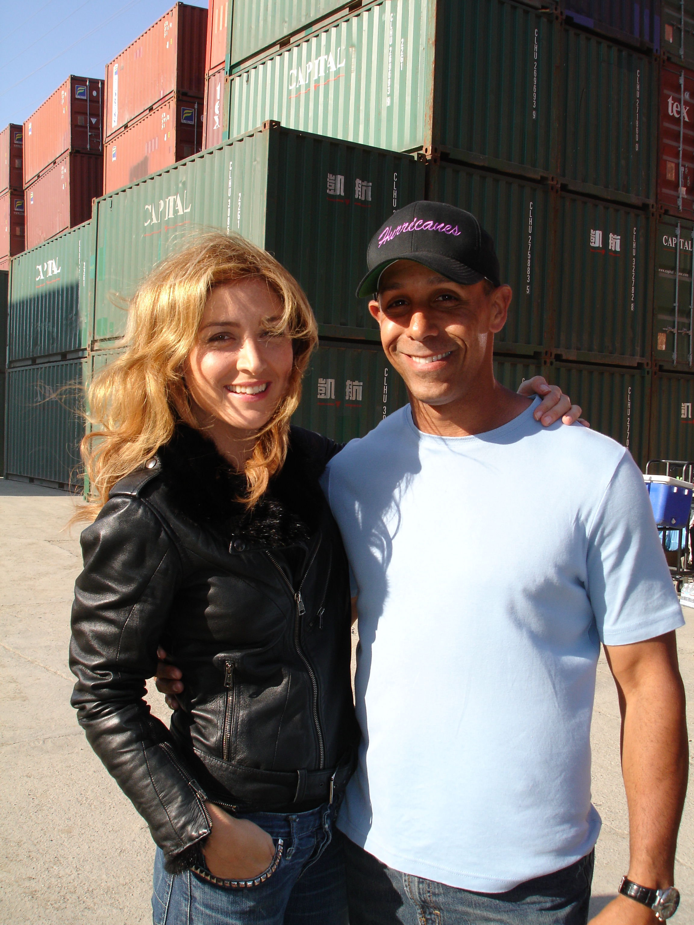 Lou and Actor, Sasha Alexander on the set of Coming & Going