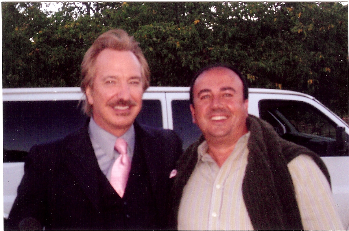 Phillipe with Alan Rickman on the set of 