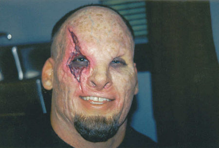 Stuntman Tim Sitarz in make-up for Buffy the Vampire Slayer.