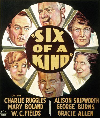 W.C. Fields, Gracie Allen, Mary Boland, George Burns, Charles Ruggles and Alison Skipworth in Six of a Kind (1934)