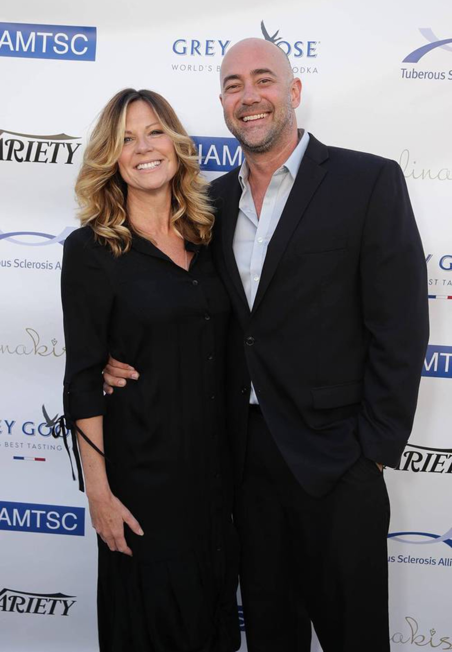 Hosts of Comedy For A Cure 2015 at Universal Studios' Globe Theatre. Alex Skuby and wife, Mo Collins. April 12th, 2015.