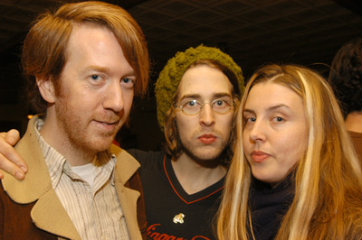 Dan Ollman, Sarah Price and Chris Smith at event of The Yes Men (2003)