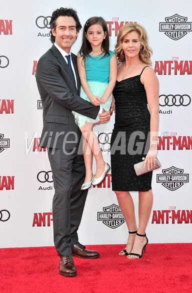 HOLLYWOOD, CA - JUNE 29: (L-R) Actors John Fortson, Abby Ryder Fortson and Christie Lynn Smith arrive at the Los Angeles Premiere of Marvel Studios 'Ant-Man' at Dolby Theatre