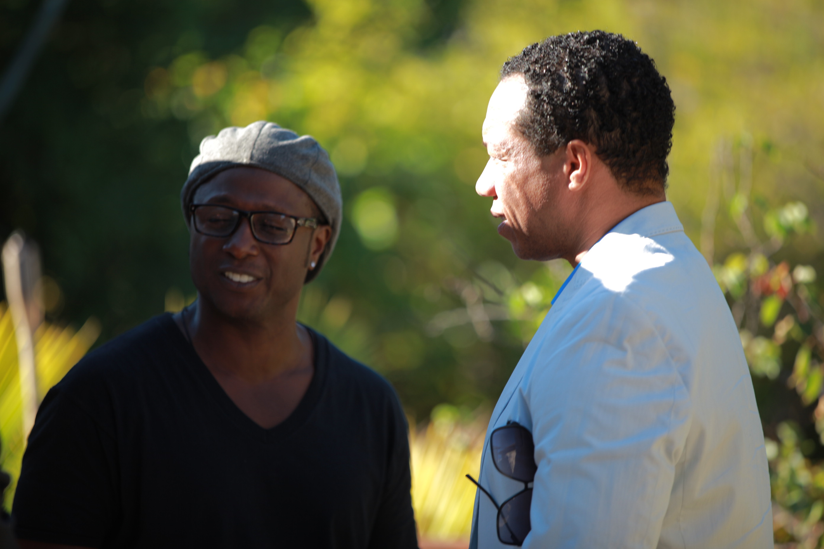 Eric Smith-Gunn with Rico E. Anderson on the set of AboveGround The Series