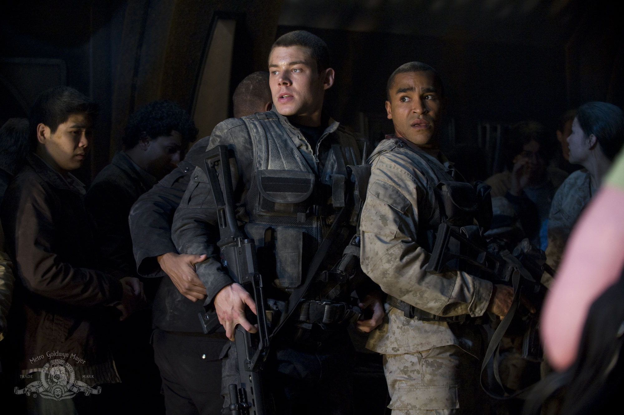 Still of Jamil Walker Smith and Brian J. Smith in SGU Stargate Universe (2009)