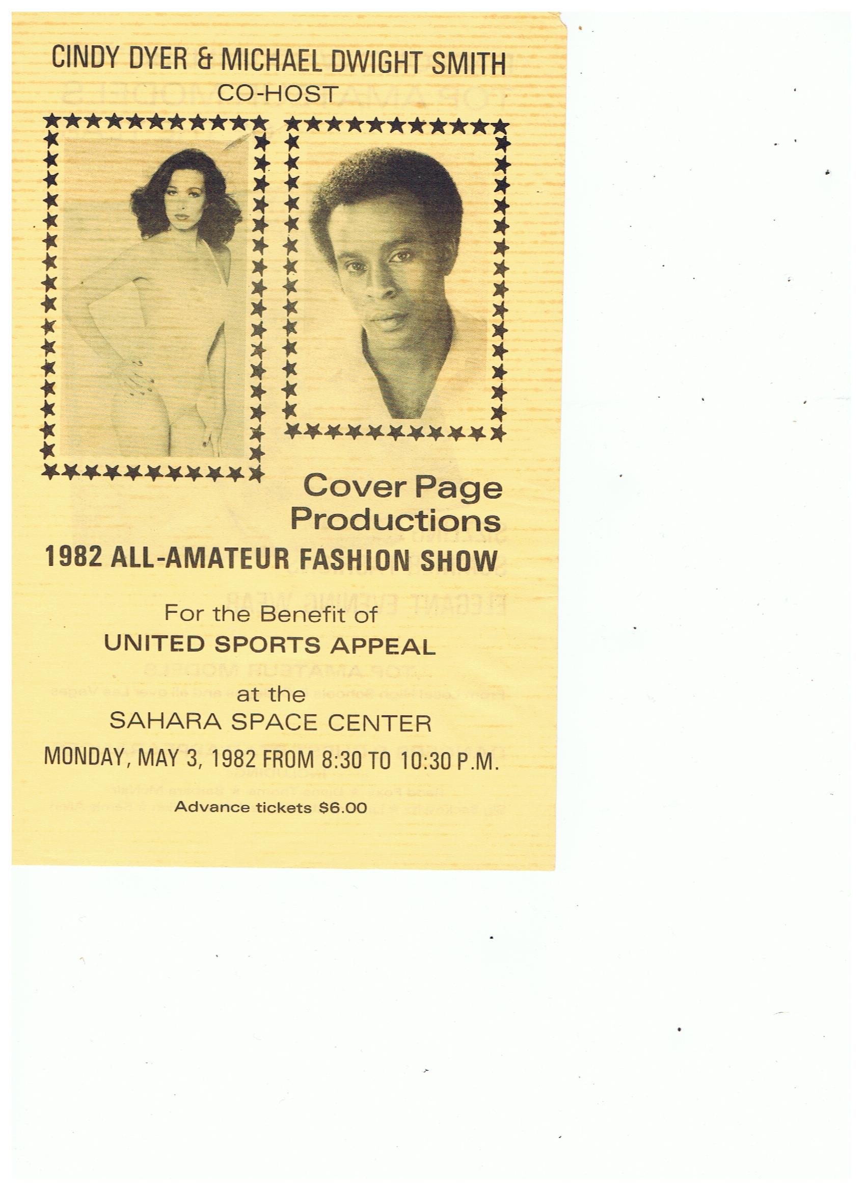 Michael Dwight Smith is Host of the All-Amateur Fashion Show, at Sahara Hotel in Las Vegas. Benefitting United Sports Appeal.