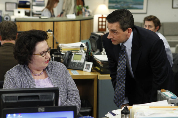 Still of Steve Carell and Phyllis Smith in The Office (2005)