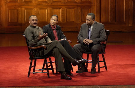 (left to right)Tommie Smith, Marion Jones, John Saunders
