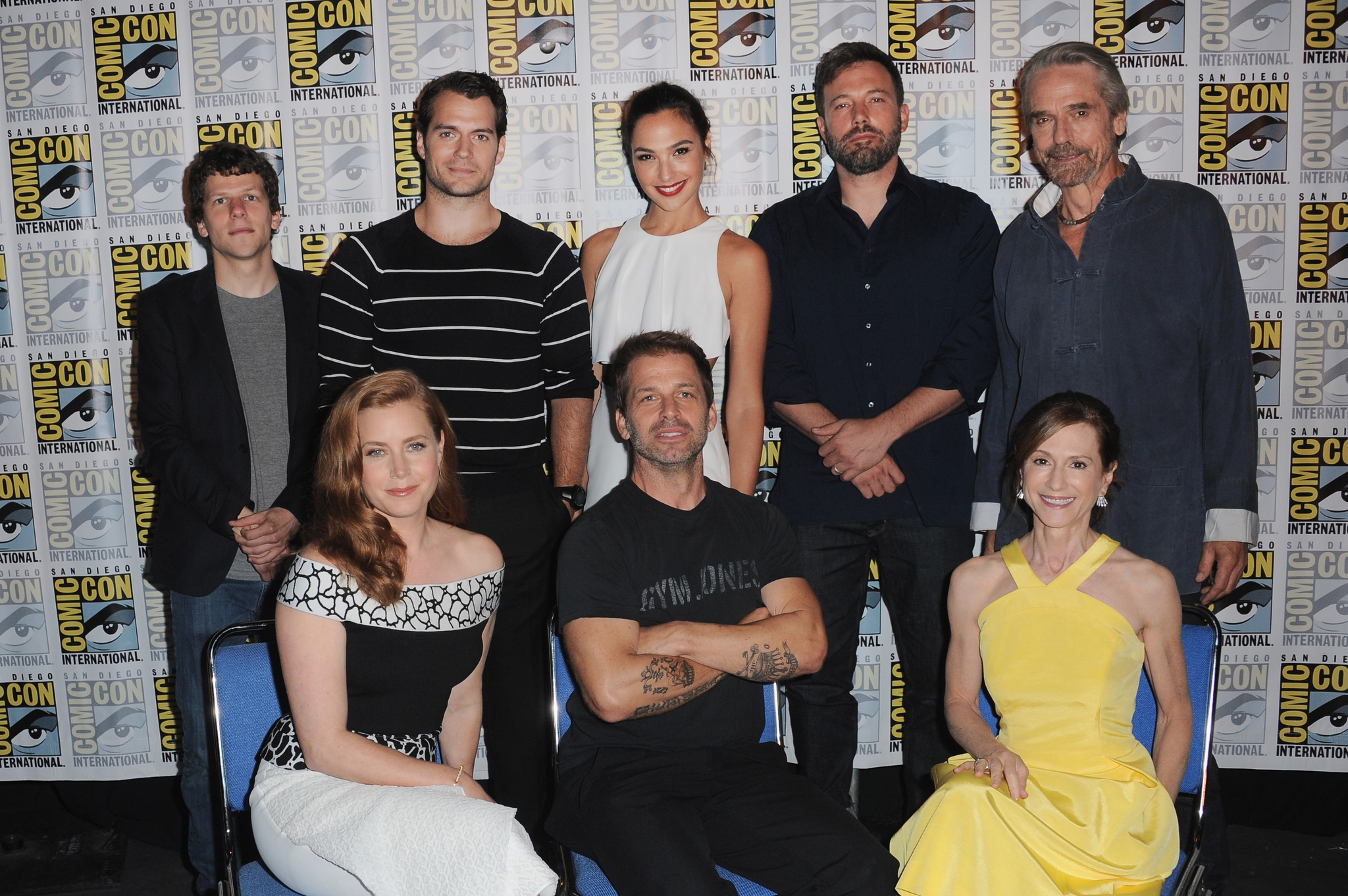 Ben Affleck, Holly Hunter, Jeremy Irons, Amy Adams, Henry Cavill, Jesse Eisenberg, Zack Snyder and Gal Gadot