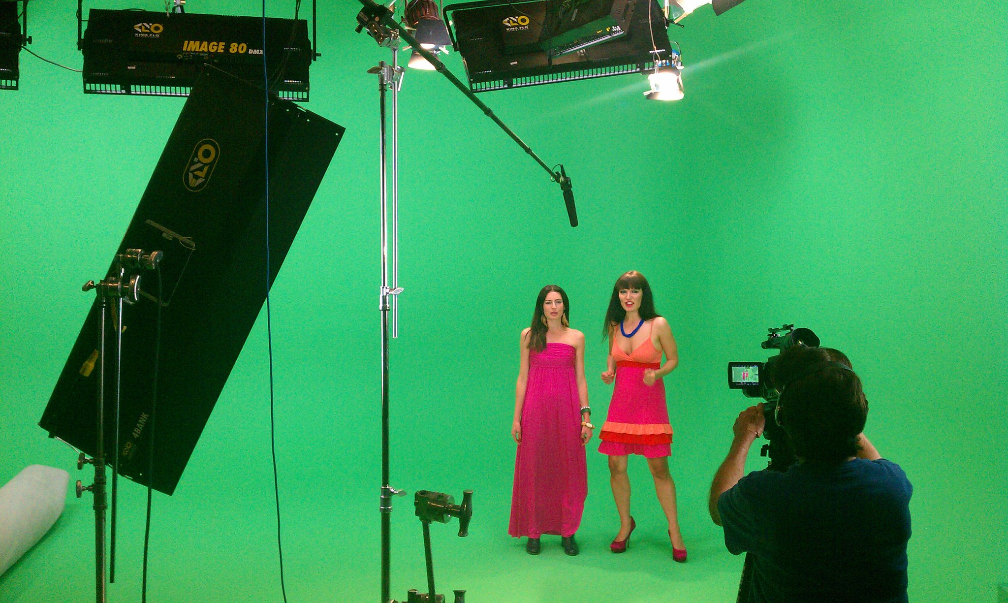 Samantha Gudstadt and Camille Solari on the set of 