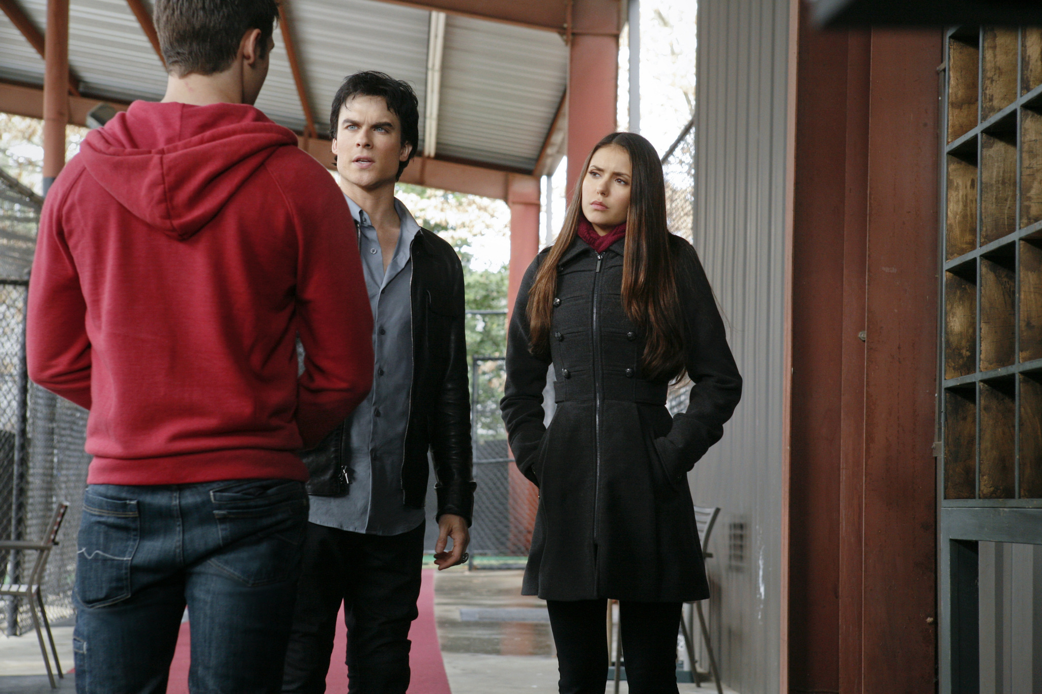 Still of Ian Somerhalder, Steven R. McQueen and Nina Dobrev in Vampyro dienorasciai (2009)