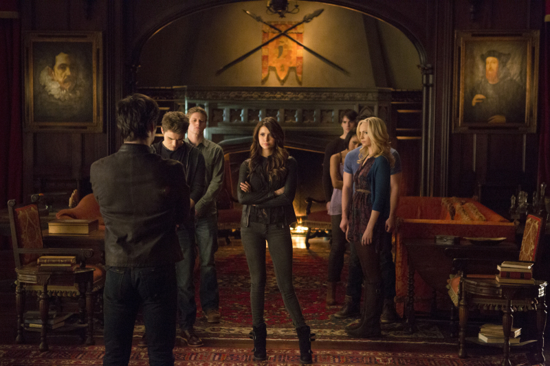 Still of Kat Graham, Ian Somerhalder, Paul Wesley, Zach Roerig, Steven R. McQueen, Candice Accola and Nina Dobrev in Vampyro dienorasciai (2009)