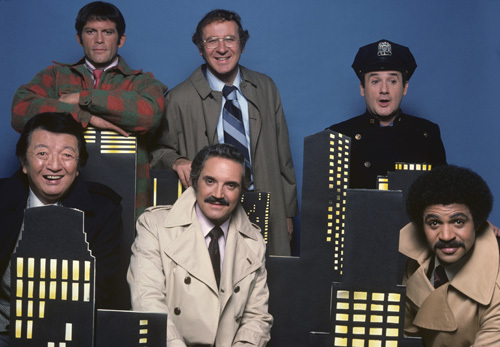 Ron Carey, Max Gail, Ron Glass, Steve Landesberg, Hal Linden and Jack Soo in Barney Miller (1974)