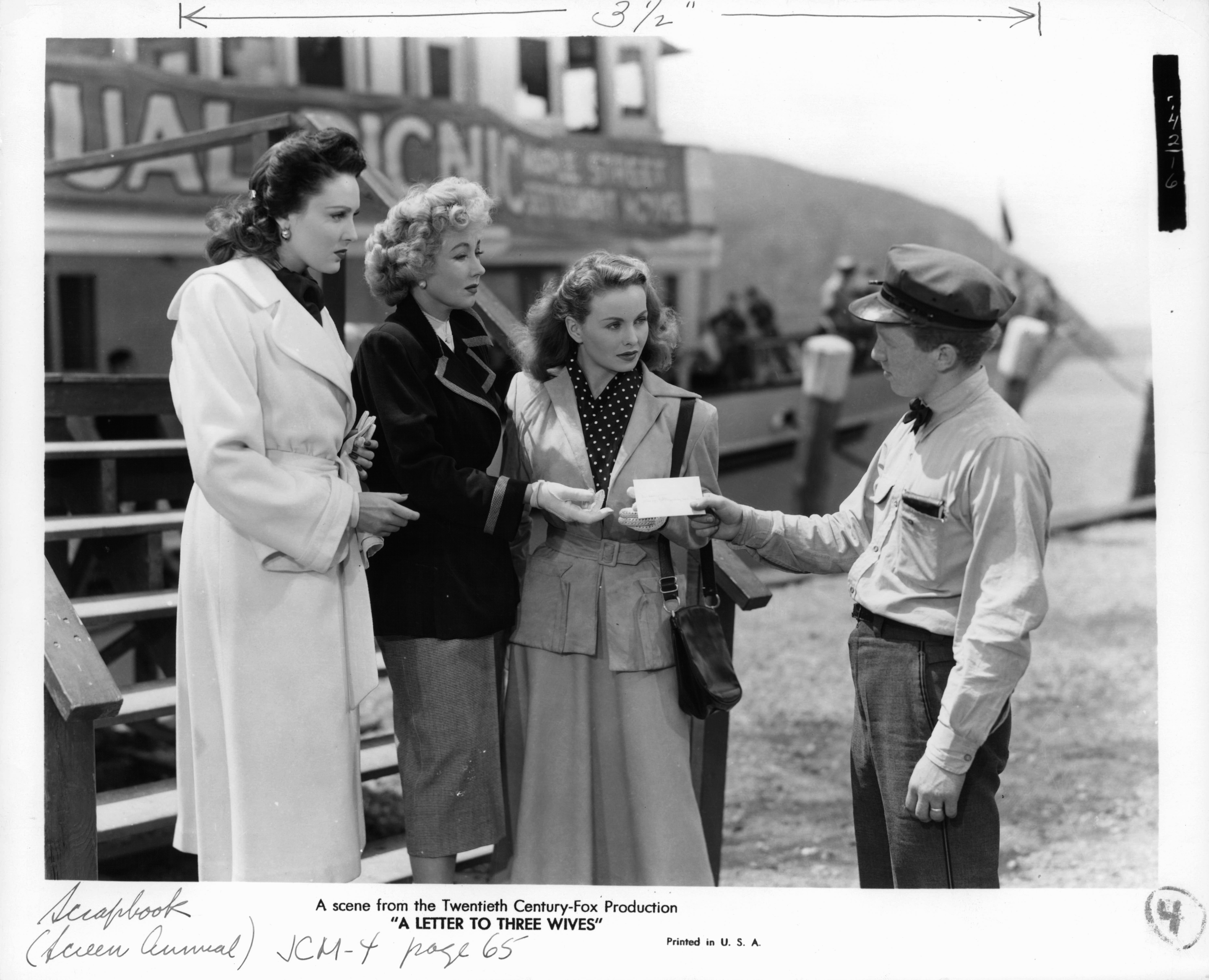 Still of Linda Darnell, Jeanne Crain, Ann Sothern and John Venn in A Letter to Three Wives (1949)