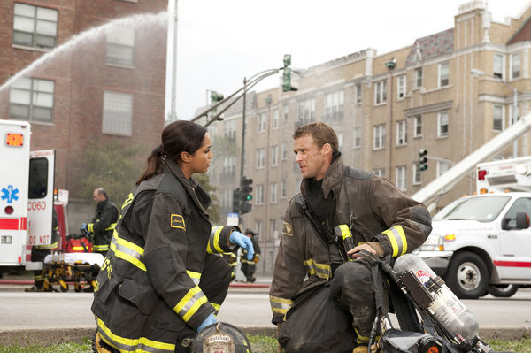 Still of Jesse Spencer and Monica Raymund in Chicago Fire (2012)