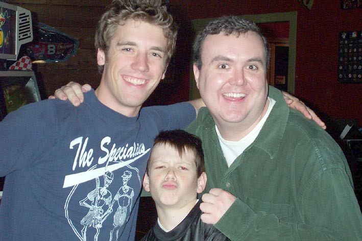Bret Harrison, Lucas Till and Jonathan Spencer (I) at the wrap party for Lightning Bug (July 2003)