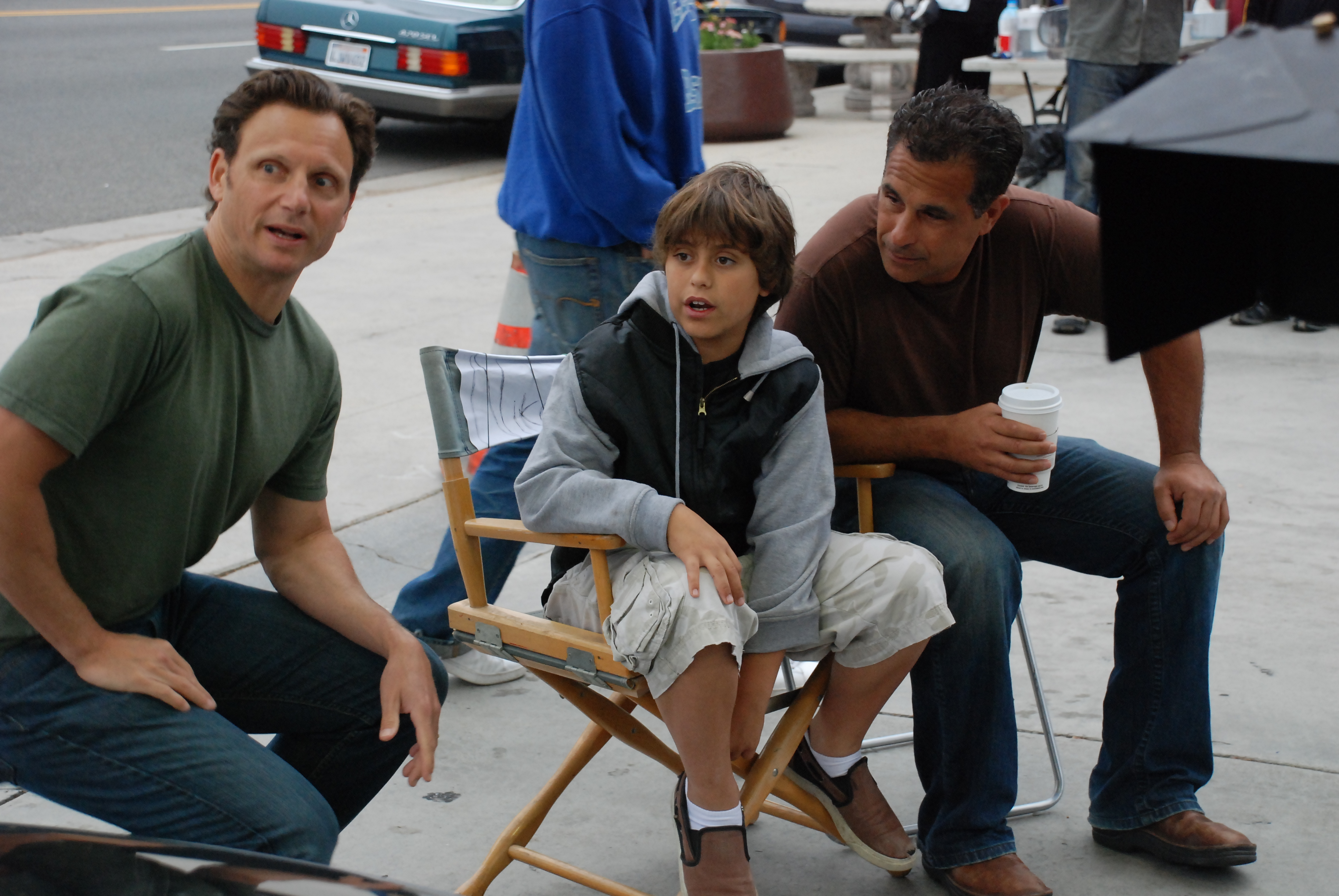 Actor, Tony Goldwyn speaks with director, Nikos Spiridakis with his father, Tony Spiridakis