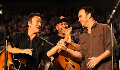 Dave Matthews, Tom Morello and Bruce Springsteen
