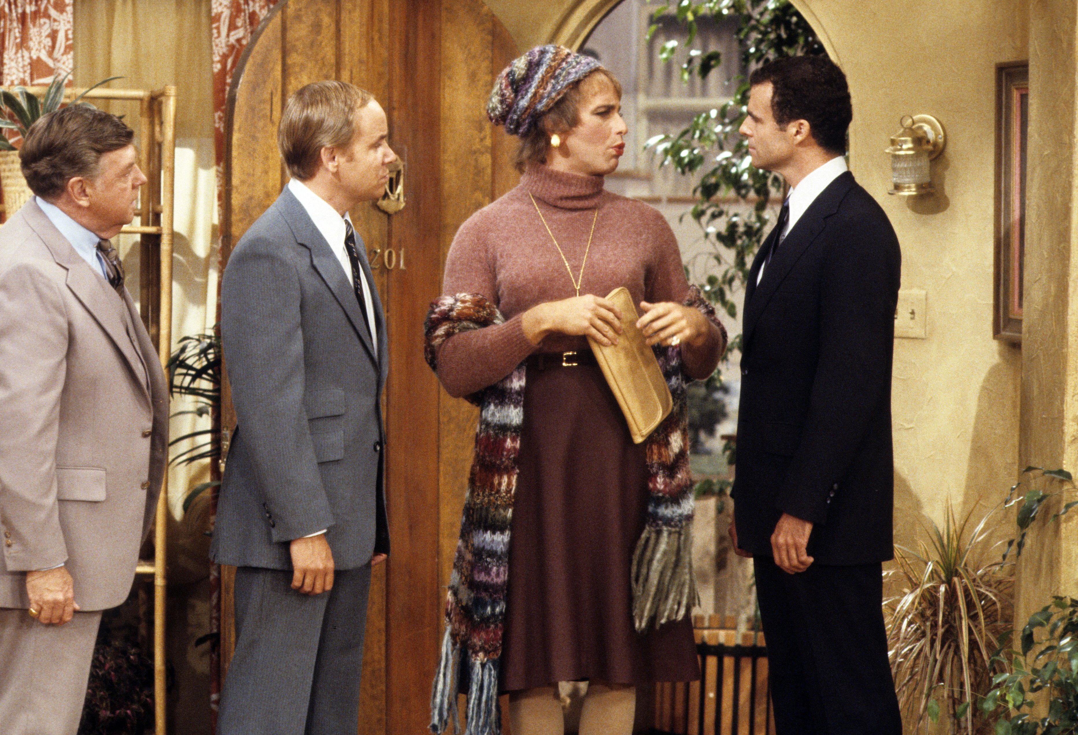 Still of John Ritter, Dick O'Neill, James Staley and Rudolph Willrich in Three's Company (1977)