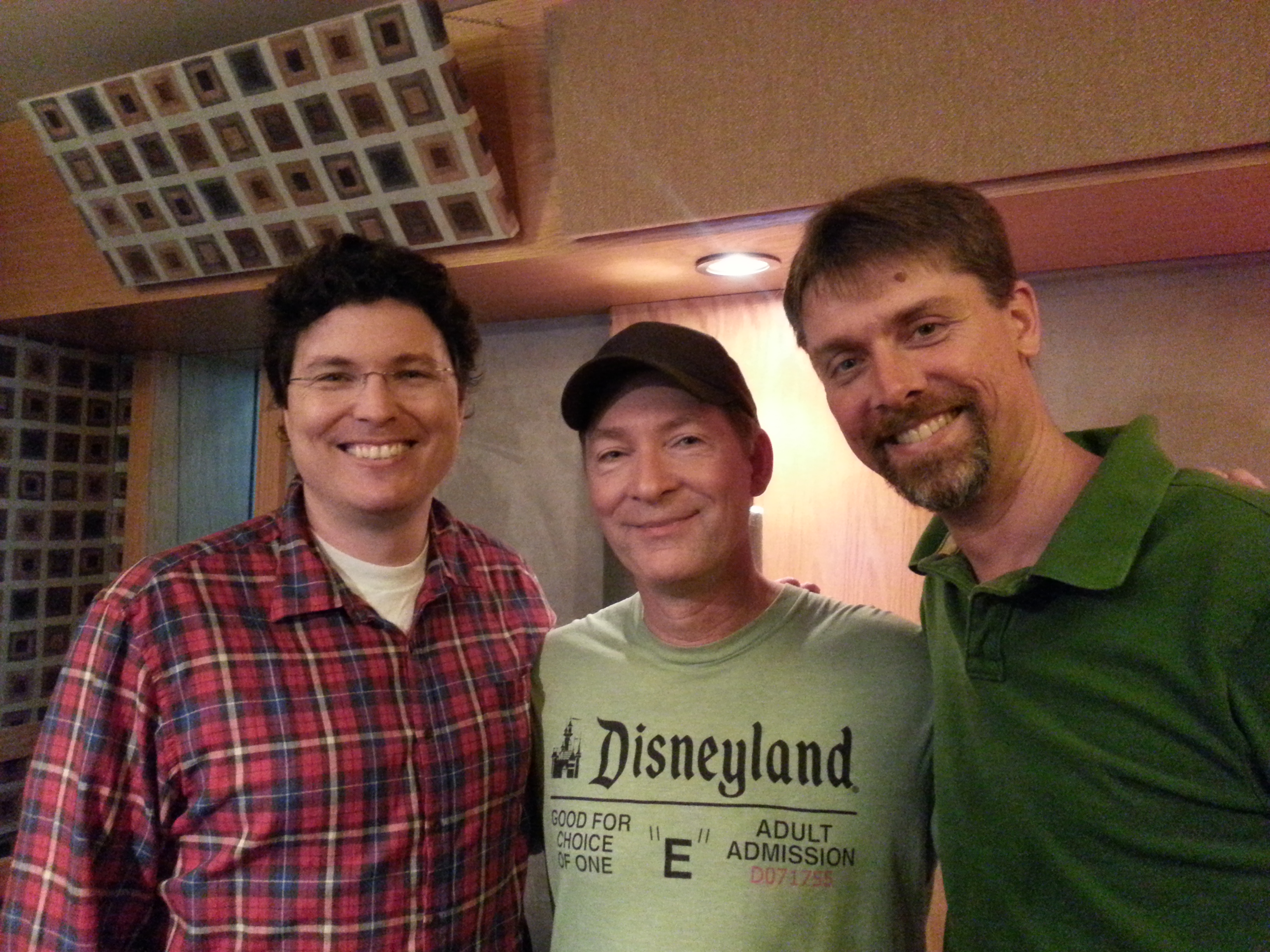 Director Ben Hoppe, Stephen Stanton and Director Randy Coppinger recording voiceover for Disney Studios.