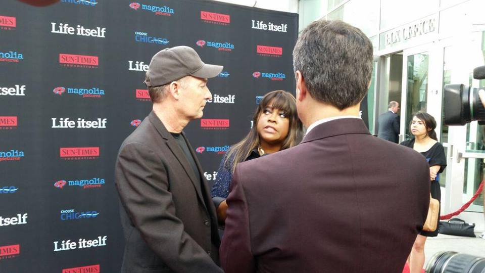 Stephen Stanton, Chaz Ebert, ABC 7's George Pennacchio on the red carpet at the 