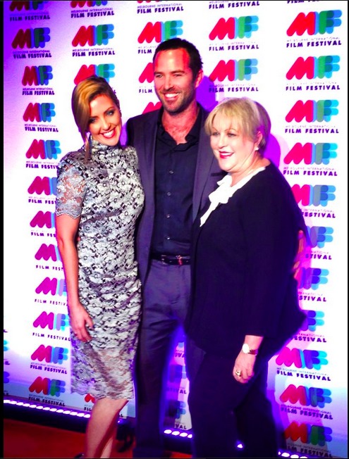 Jacinta Stapleton with brother, Sullivan, and their mother at premiere of Cut Snake at MIFF