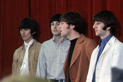 The Beatles (George Harrison, Paul McCartney, John Lennon, Ringo Starr) at Capitol Records in Hollywood, CA