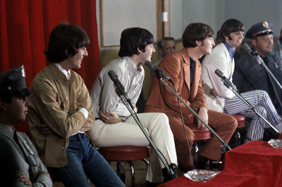 The Beatles (George Harrison, Paul McCartney, John Lennon, Ringo Starr) at Capitol Records in Hollywood, CA