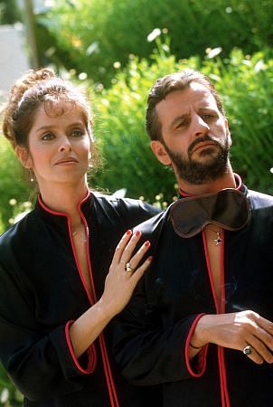 Ringo Starr and wife Barbara Bach sport matching pajamas.