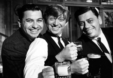 From the set of Happiest Millionaire, The (1967). (left to right) Richard M. Sherman, Tommy Steele, Robert B. Sherman