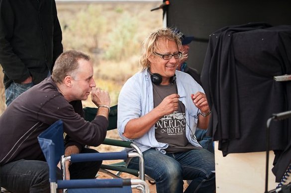Producer (L) Nelson Woss and Director Kriv Stenders (R) on the set of RED DOG.