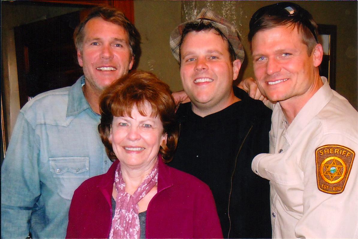On the set of LONGMIRE with actors Robert Taylor, Adam Bartley, and Bailey Chase.