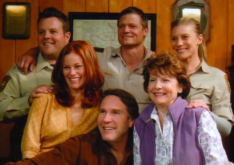 On the set of LONGMIRE with actors Adam Bartley, Cassidy Freeman, Robert Taylor, Bailey Chase, and Katee Sackhoff.