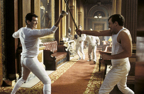James Bond (PIERCE BROSNAN) and Gustav Graves (TOBY STEPHENS) take up the sword.