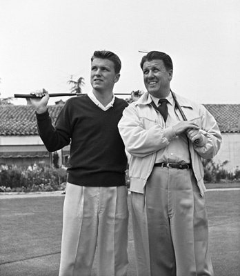 George Stevens with son George Stevens Jr. at Lakeside Golf Course in Burbank, California