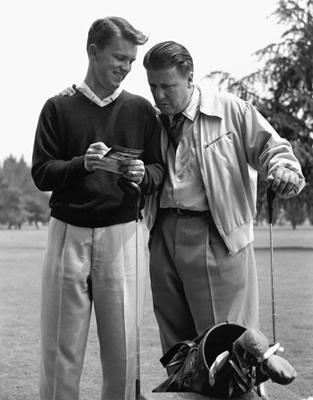 George Stevens with son George Stevens Jr. at Lakeside Golf Course in Burbank, California