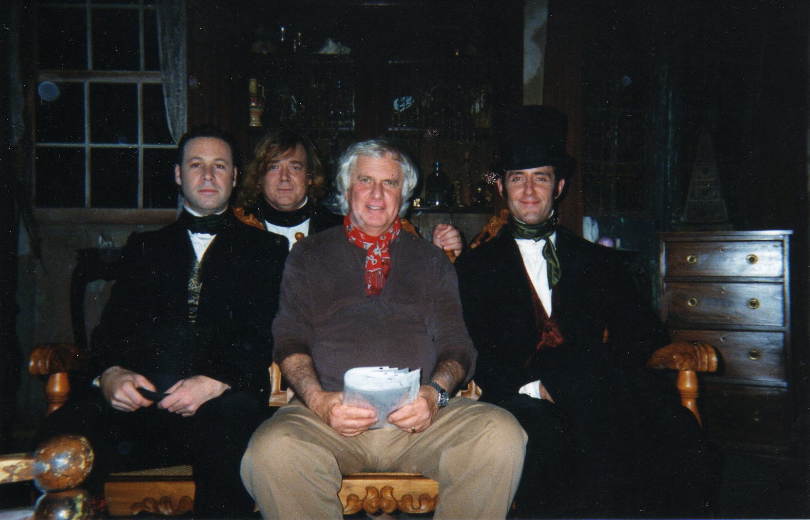 On the set of Feast of all Saints.Adrian Griffin,Ron Kendell,(Dir.)Peter Medak and Patrick.
