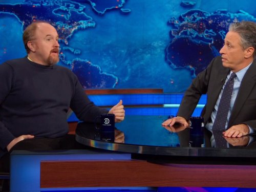 Still of Louis C.K. and Jon Stewart in The Daily Show (1996)